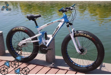 Велосипед FatBike Mercedes M3 White Blue на широких покрышках Велосипед FatBike Mercedes M3 White Blue на широких покрышках